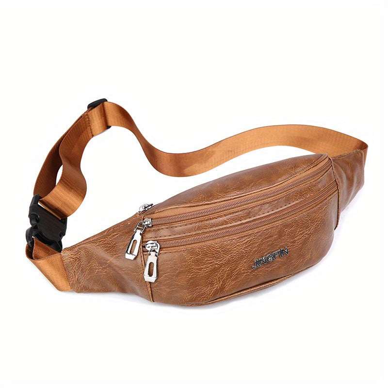 Waterproof PU Leather Waist Bag Fanny Pack for Outdoor Sports Hiking Travel
