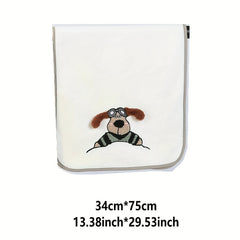 Cartoon Dog Embroidered Hand Towel - Coral Fleece Soft Bath Towel
