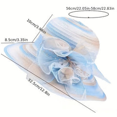 Breathable Gradient Organza Flower Bucket Hat
