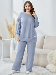 Solid Long Sleeve Top & Loose Pants Two Piece Set