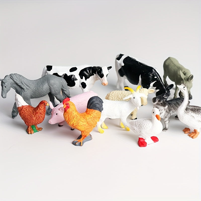 12pcs Farm Animal Figures Set Educational Toy Collection for Children 3-6 Years