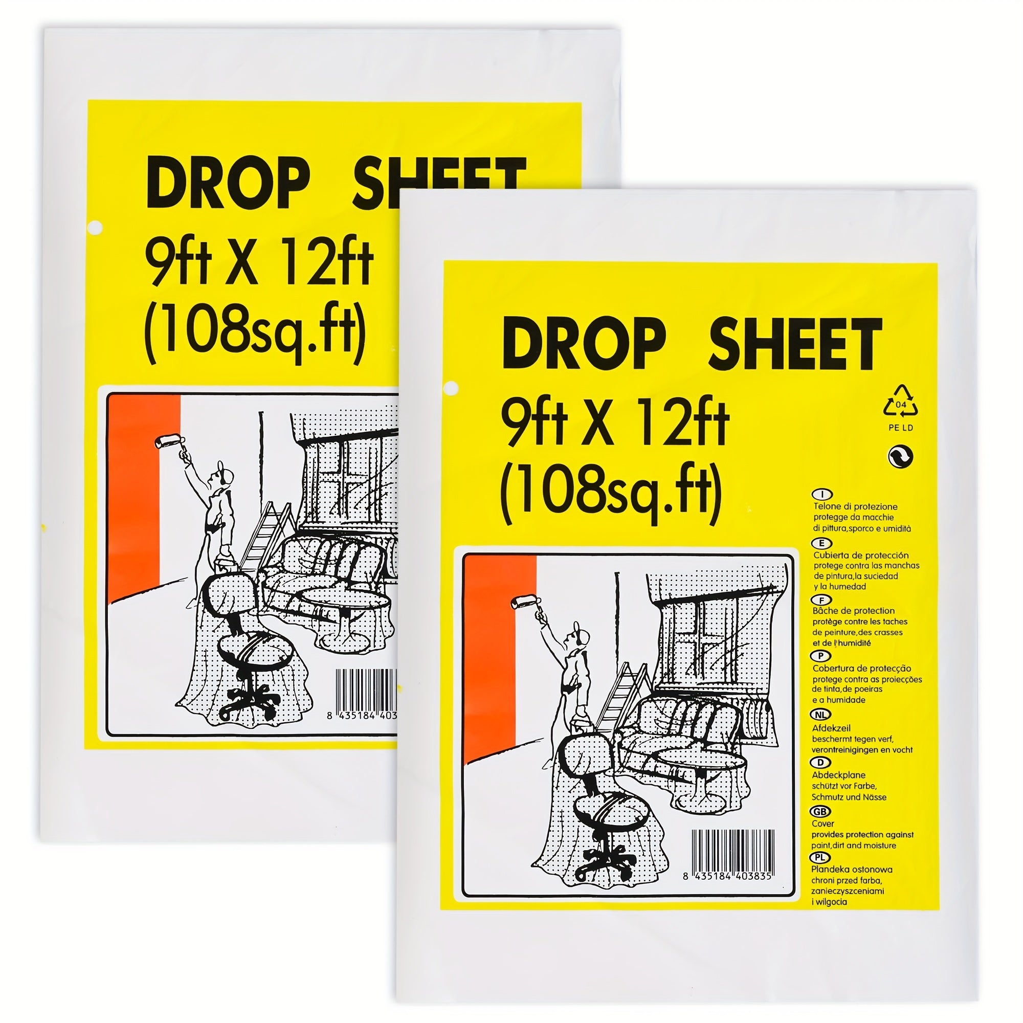 Clear Plastic Drop Cloth 9x12 Feet Waterproof Dust Proof Furniture Cover Tarps
