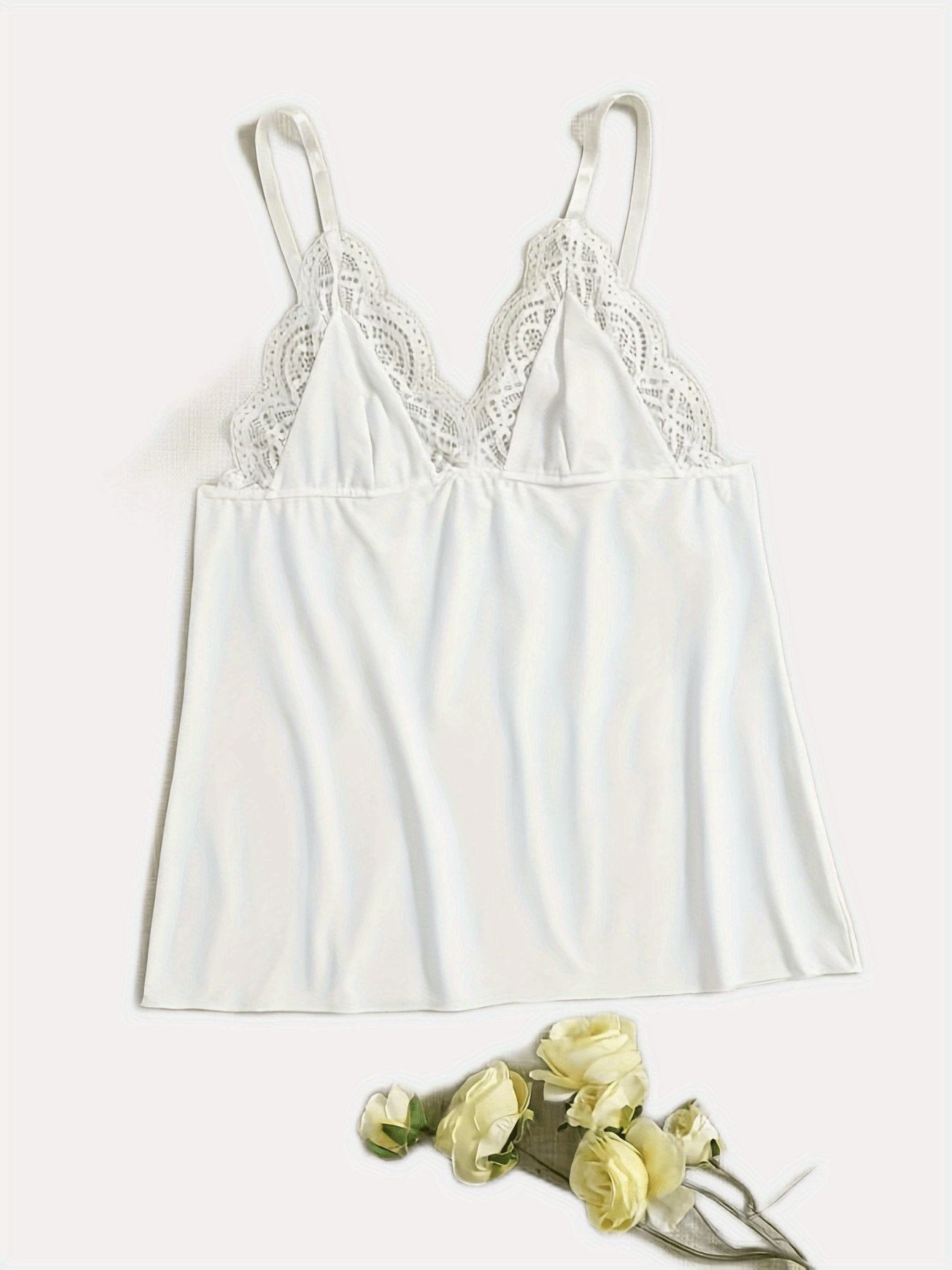 Sexy Lace Trim Nightdress V Neck Sleep Dress