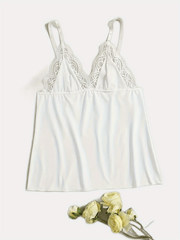 Sexy Lace Trim Nightdress V Neck Sleep Dress