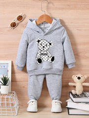 Bear Kids Hoodie Outfit Baby Autumn Winter Sweatshirt Set