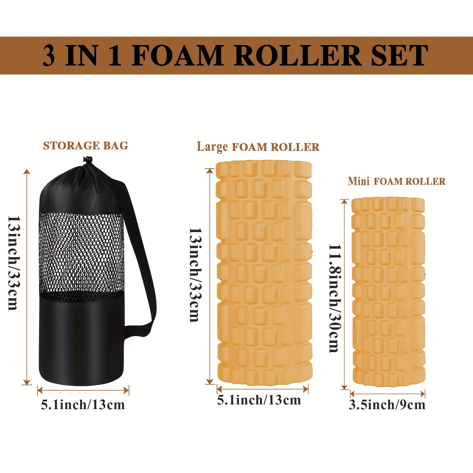 LYZZXI 2pcs Fitness Massage Rollers With Storage Bag Two Sizes Yoga Column