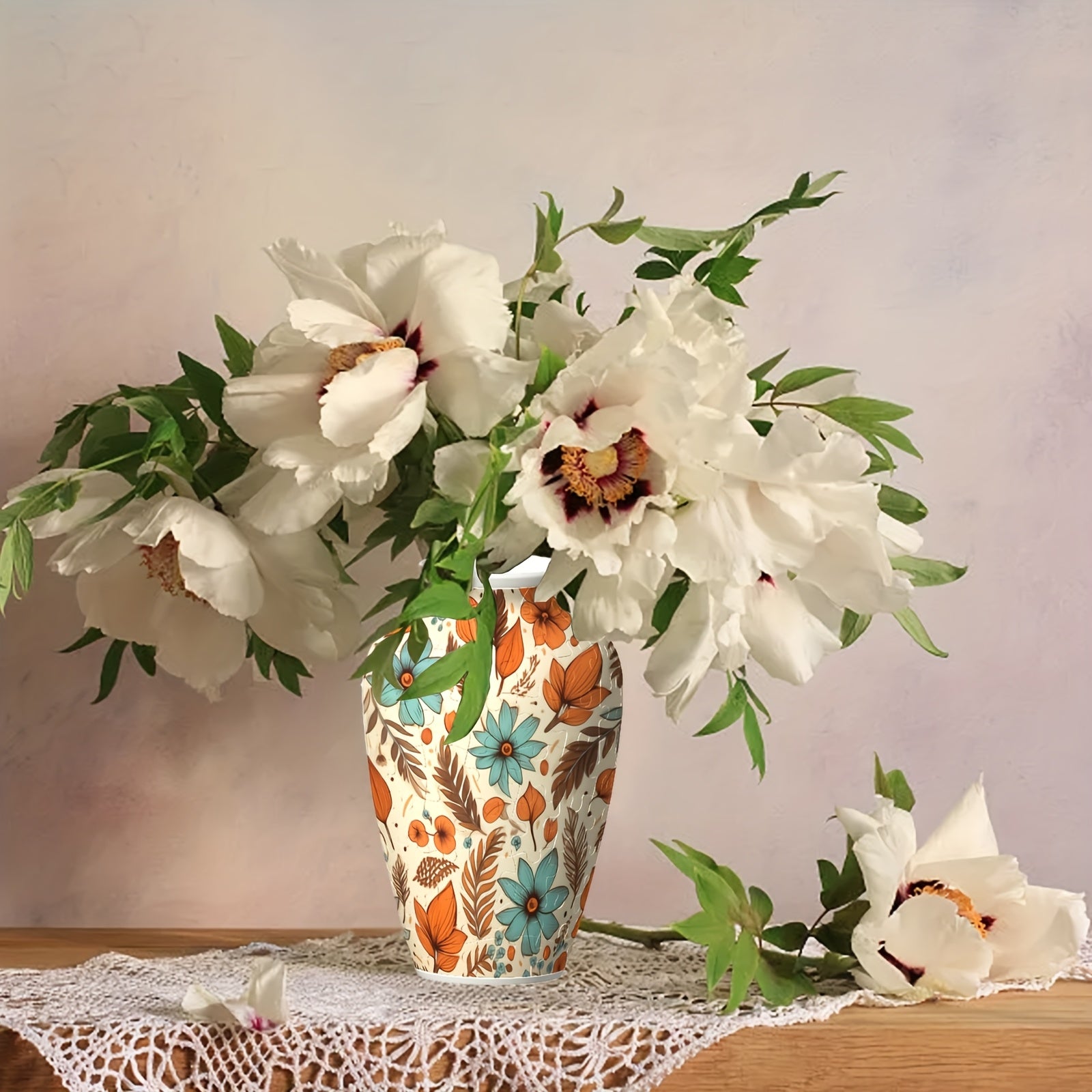 Colorful Fruit 3D Puzzle Vase with Maple Leaf Pattern