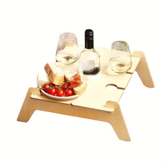 Portable Folding Wooden Wine Table for Family Tourist Outdoor Beach Picnic