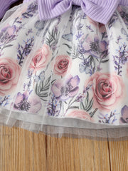 Floral Tulle Ruffle Sleeve Princess Dress for Baby Girl