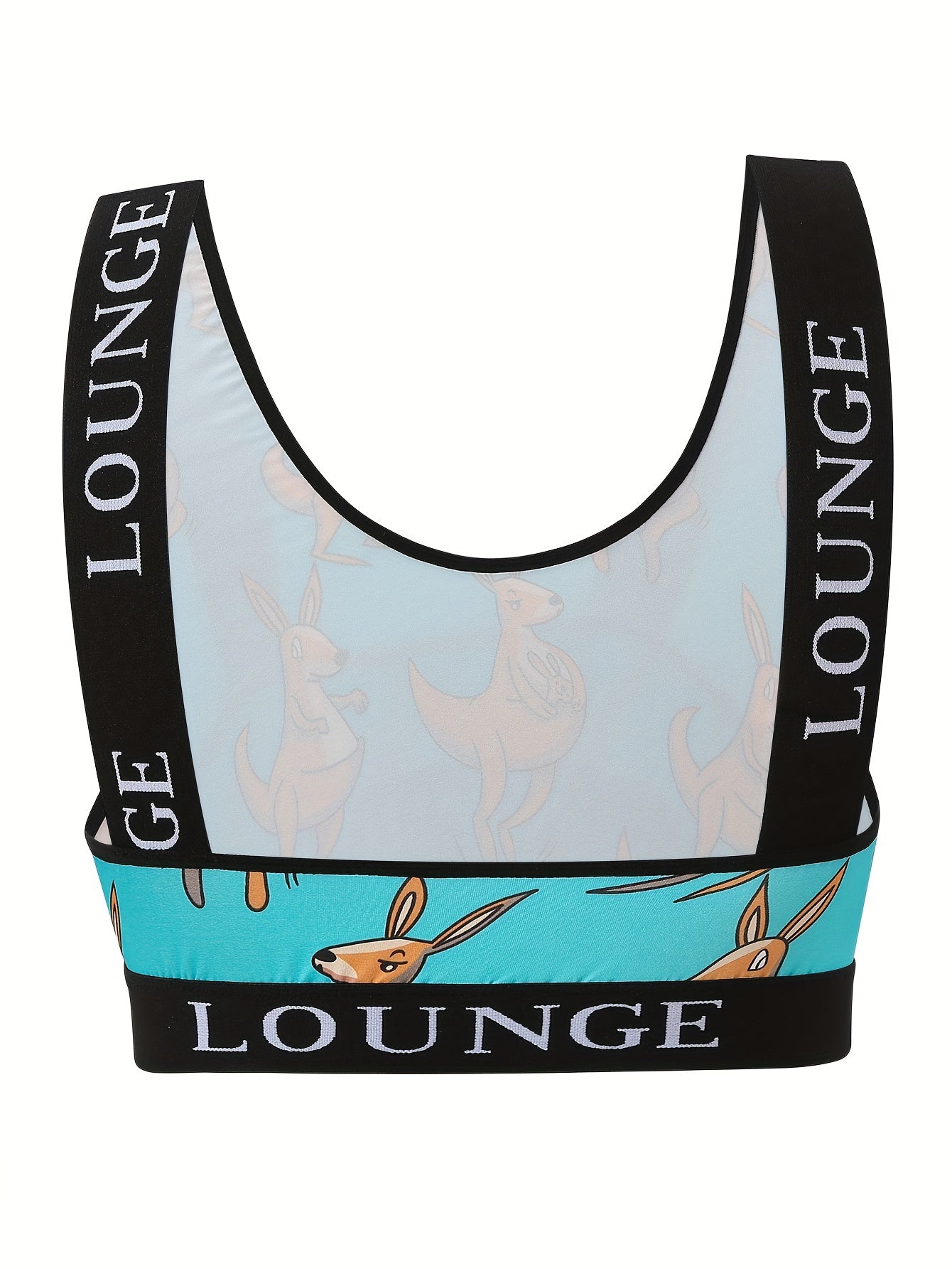 Bra Women's Plus Kangaroo Print Letter Tape Medium Stretch Bralette