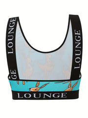 Bra Women's Plus Kangaroo Print Letter Tape Medium Stretch Bralette