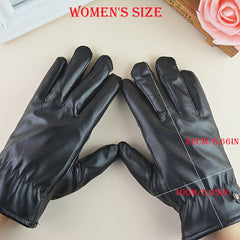 Winter Touch Screen Gloves PU Leather Velvet Warm Gloves