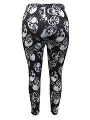 Gothic Skull Print Halloween Leggings