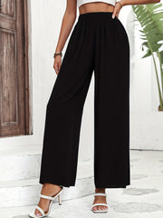 High Waist Wide Leg Pants Solid Casual Pants Women's Clothing