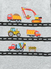 Boys Cartoon Cars Pajama Set Short Sleeves Tops & Bottoms