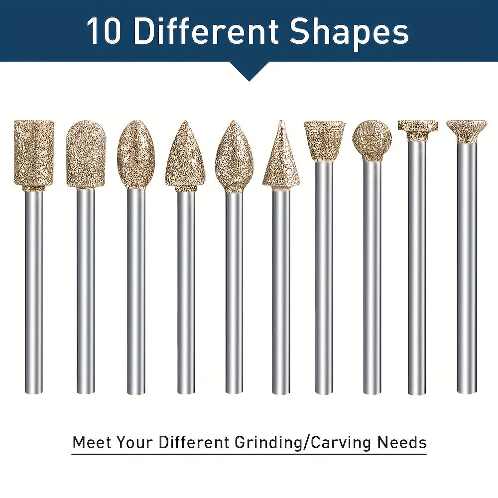 20pc Diamond Grinding Burr Drill Bit Set Stone Carving Accessories