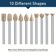20pc Diamond Grinding Burr Drill Bit Set Stone Carving Accessories