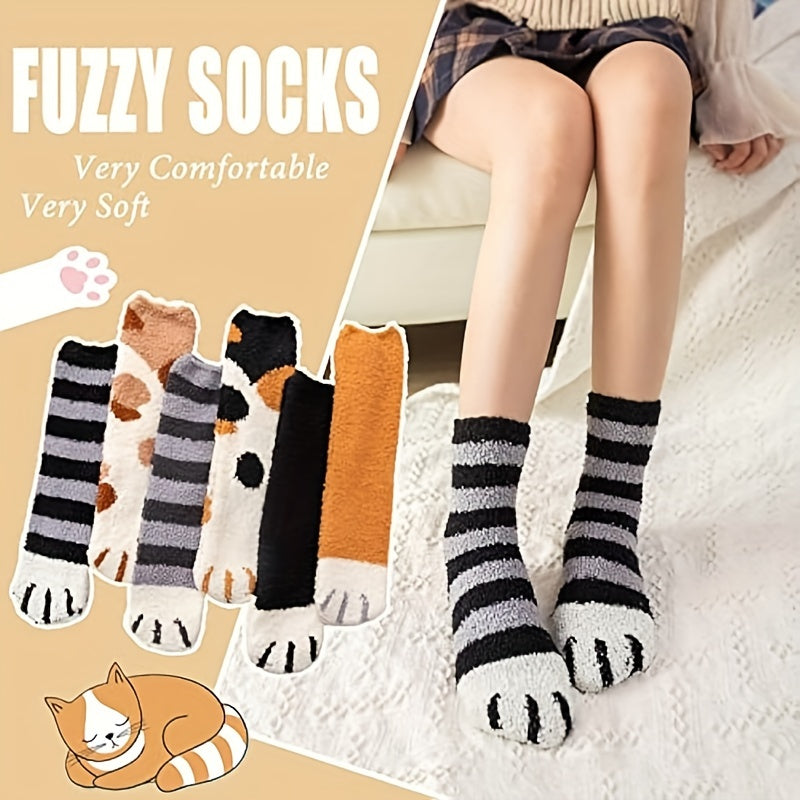 Winter Cat Paw Fluffy Socks for Women and Men