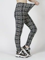 Plaid Slim Leggings High Waist Elastic Bottoms Women's Clothing