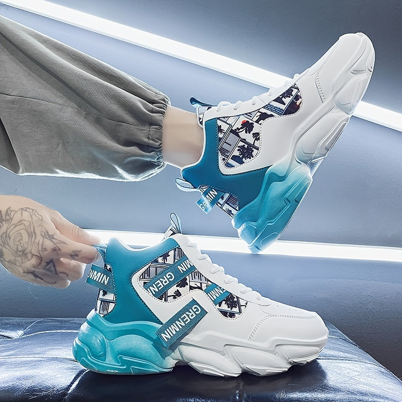 Men's High Top Dad Shoes Lace-up Sneakers Athletic Running Basketball Gym