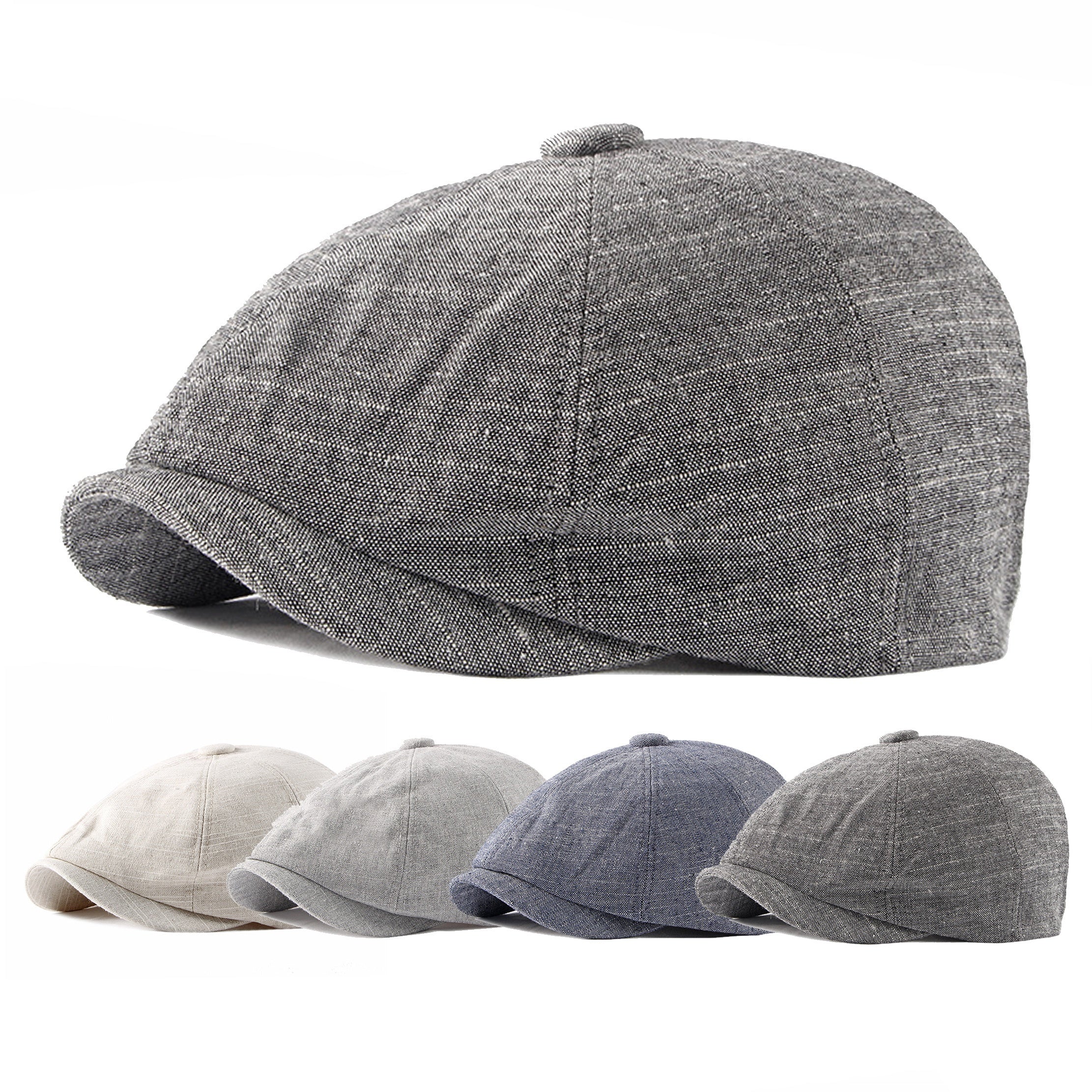 Men's Retro Beret Painter Hat Octagonal Newsboy Hat Cotton Linen Sun Hat
