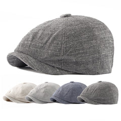 Men's Retro Beret Painter Hat Octagonal Newsboy Hat Cotton Linen Sun Hat