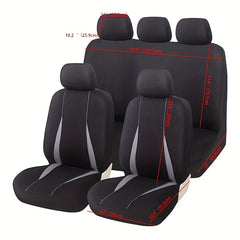 9pcs Seat Covers Safe for Air Bags Various Grey Red