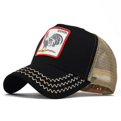 Men's Animal Embroidery Mesh Baseball Cap Street Dance Hip Hop Peaked Cap