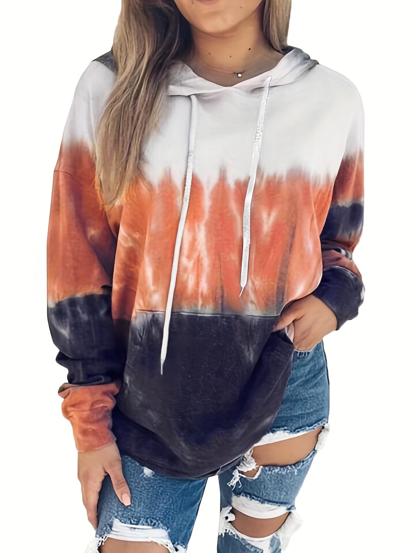 Tie Dye Kangaroo Pocket Hoodie Casual Long Sleeve Hoodie Sweatshirt