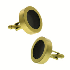 1pair Copper Plated Round Glass Cufflinks