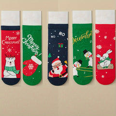 14 Pairs Kids Cartoon Christmas Crew Socks