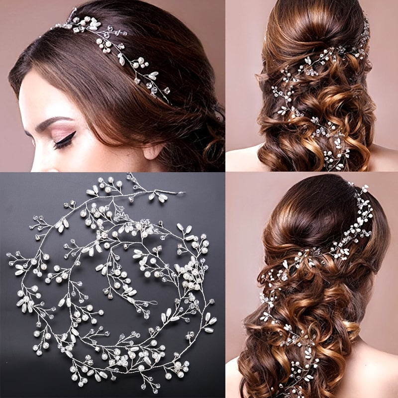 Western Wedding Hair Crown Faux Pearl Ornaments