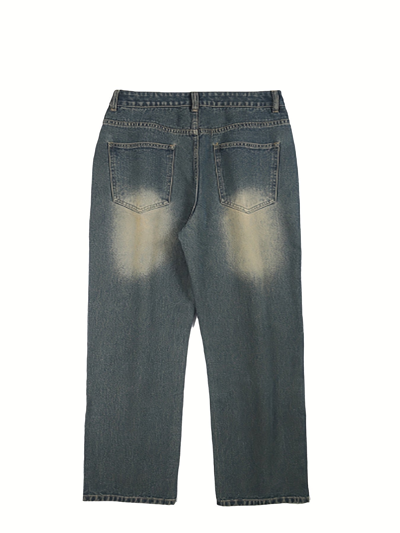 Vintage Distressed Jeans Men's Casual Straight Leg Denim Pants
