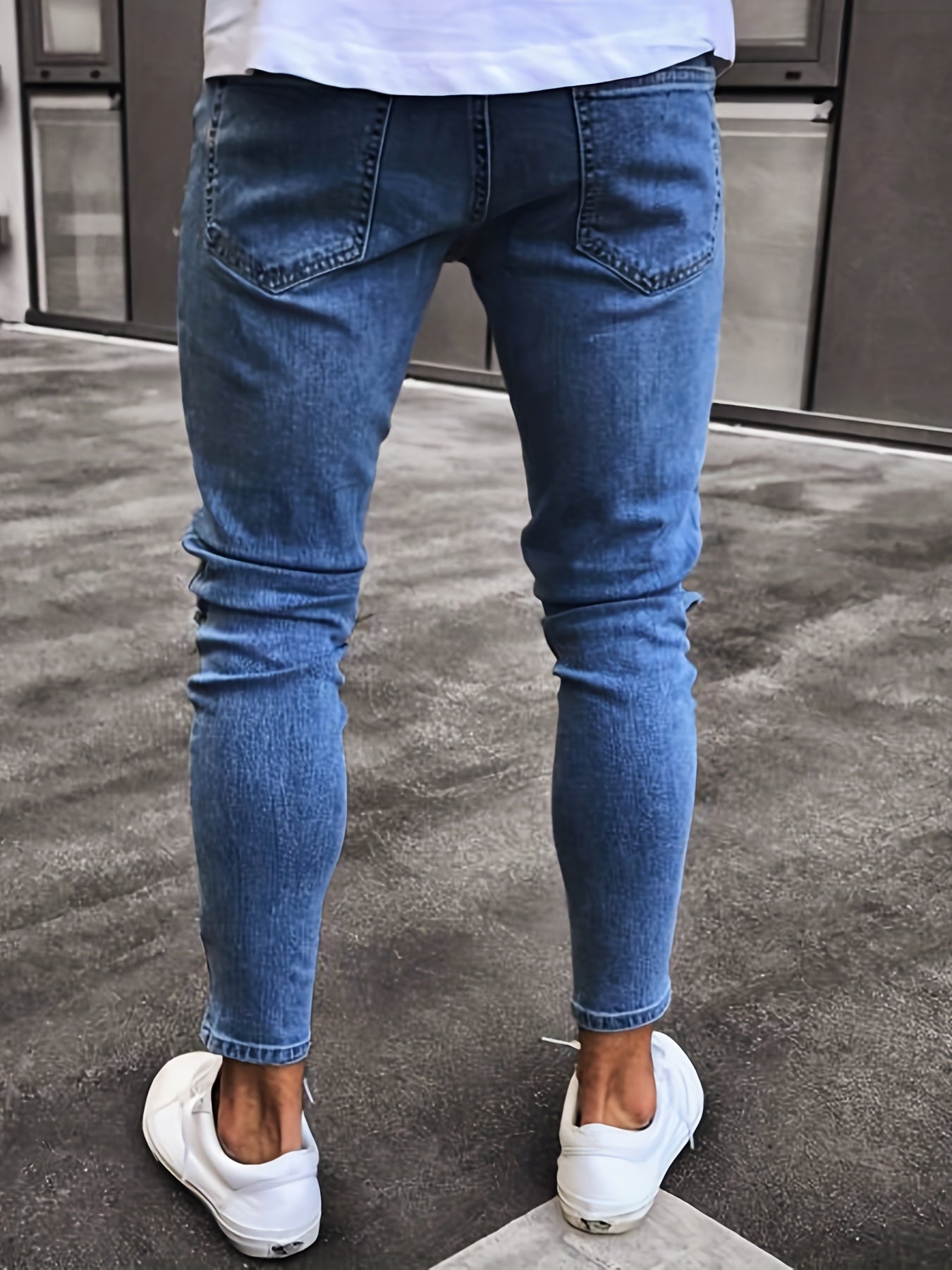 Men Ripped Distressed Denim Jeans Slim Fit Pants