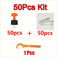 Reusable Tile Leveling System Kit with Steel Needle, Wrench - 101pcs - PRO & DIY