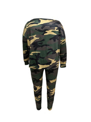 Camo Print One Shoulder Top & Pants Set