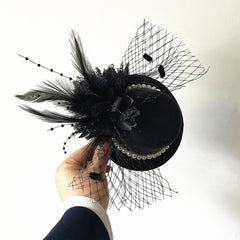 Feather Headdress Small Top Hat Mesh Hair Clip Hair Accessories