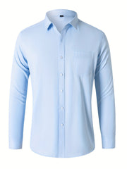 Men's Button Up Shirt with Chest Pocket - Spring/Fall Businesswear