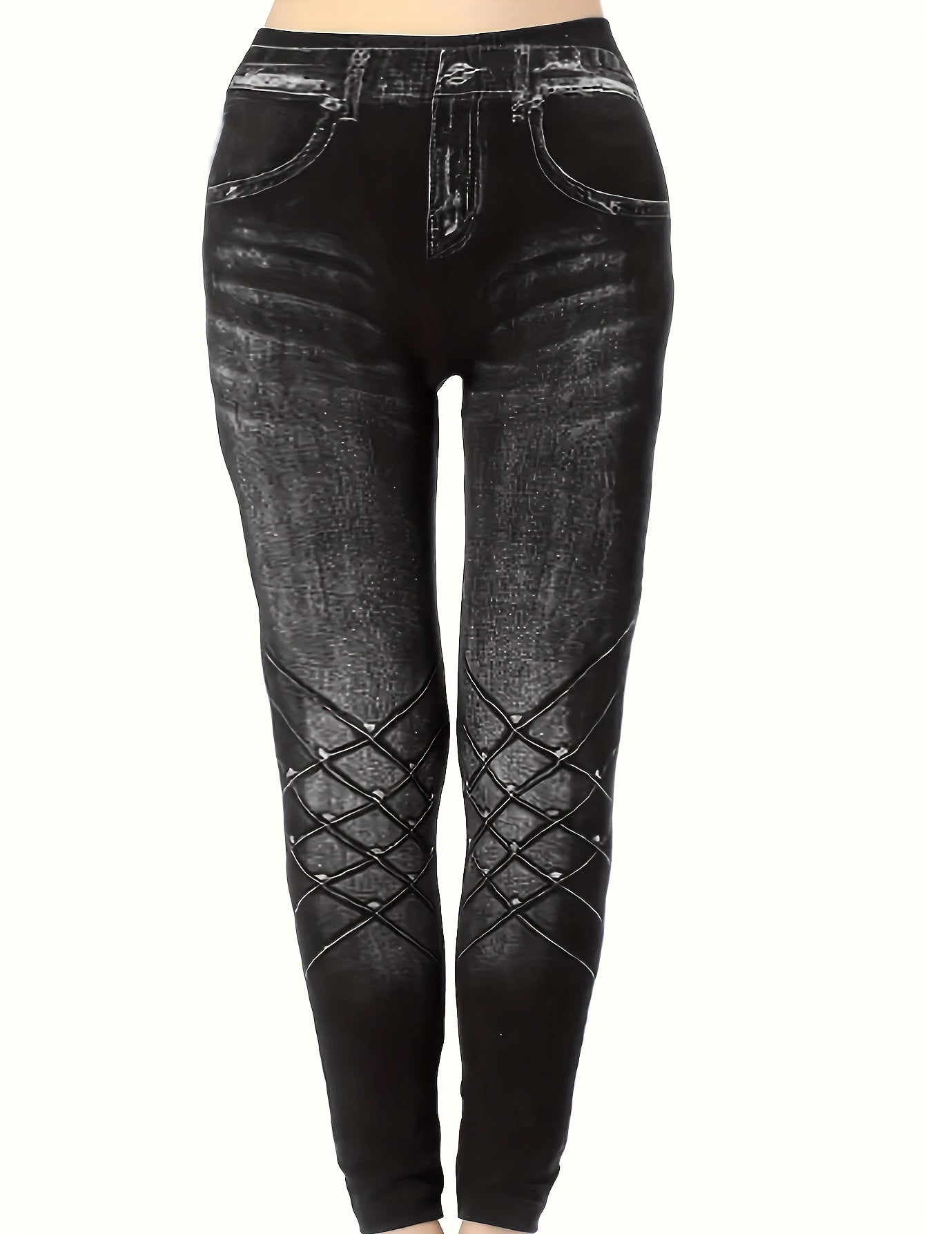 Denim Print High Rise Yoga Leggings