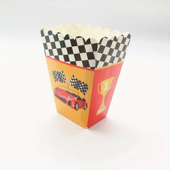 6pcs Racing Car Theme Popcorn Boxes & Flag Print Snack Box