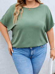 Solid Short Sleeve Casual Blouse
