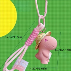 Cartoon Dinosaur Straw Hat Keychain Backpack Pendant