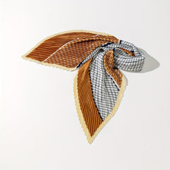 Pleated Bandana Silk Neckerchief Scarf Head Wrap Bag Handle Charm