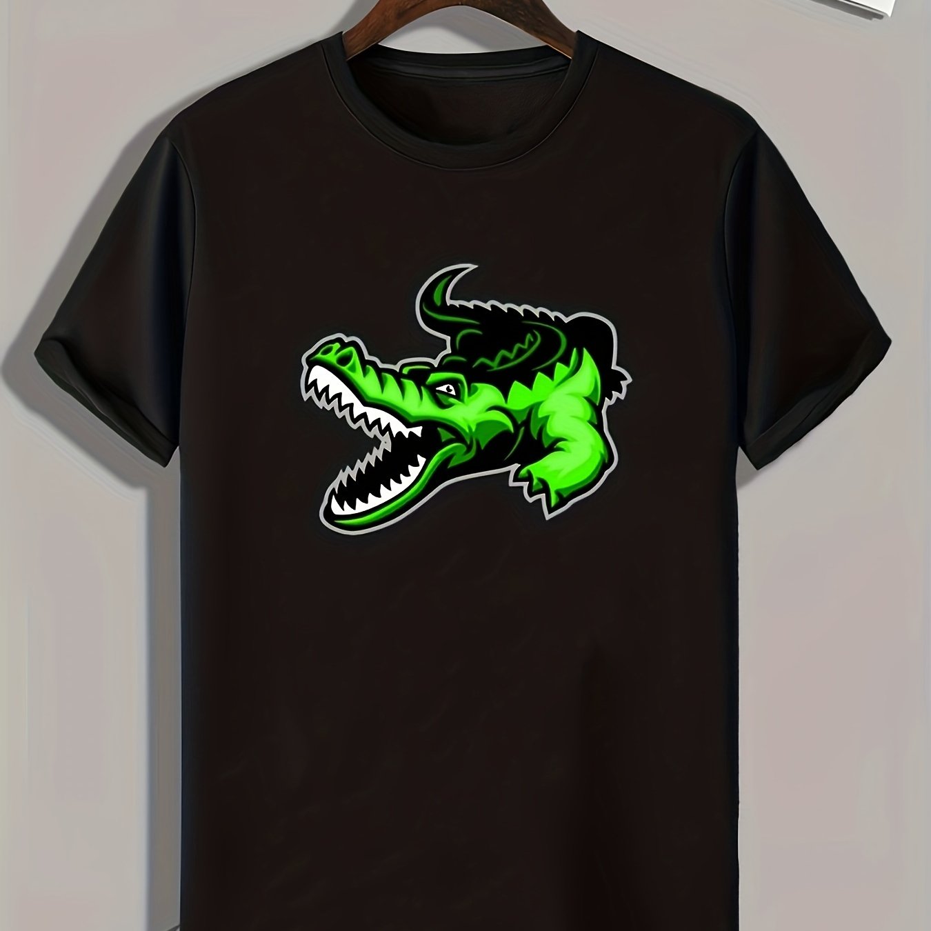 Crocodile Print Men's Sports T-shirt Comfy Tee for Outdoor Fitness Gift