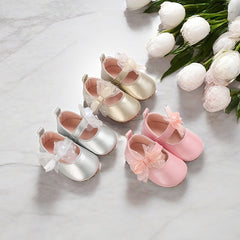 Bowknot Ballet Flat Shoes For Baby Girls Lightweight Non slip Walking Shoes