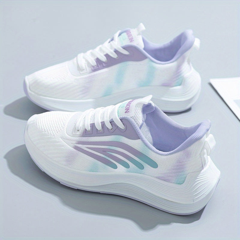 Women's Colorblock Mesh Sneakers Lace Up Low Round Toe Non slip Breathable Shoes