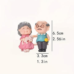 2pcs Resin Micro Landscape Trees Elderly Couple Ornaments Outdoor Decor