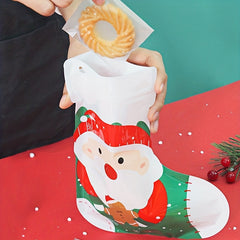 2pcs Christmas Stocking Gift Bags Ziplock Cartoon Cookie Candy Bags