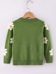 Girls Winter Sweater - Flower Pattern
