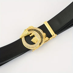 Men's Automatic Buckle Gemstone Belt with Artificial Diamonds